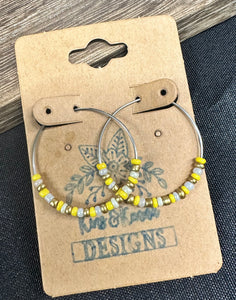 Yellow Beaded Hoops